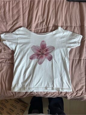 Off the Shoulder Graphic Tee from In Print We Trust